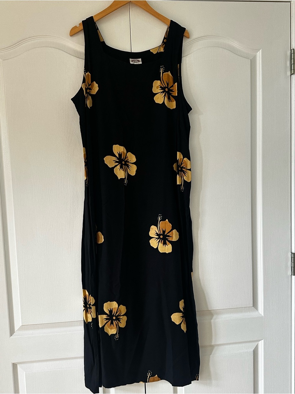 Peppermint Black Maxi Dress with Yellow Floral Print